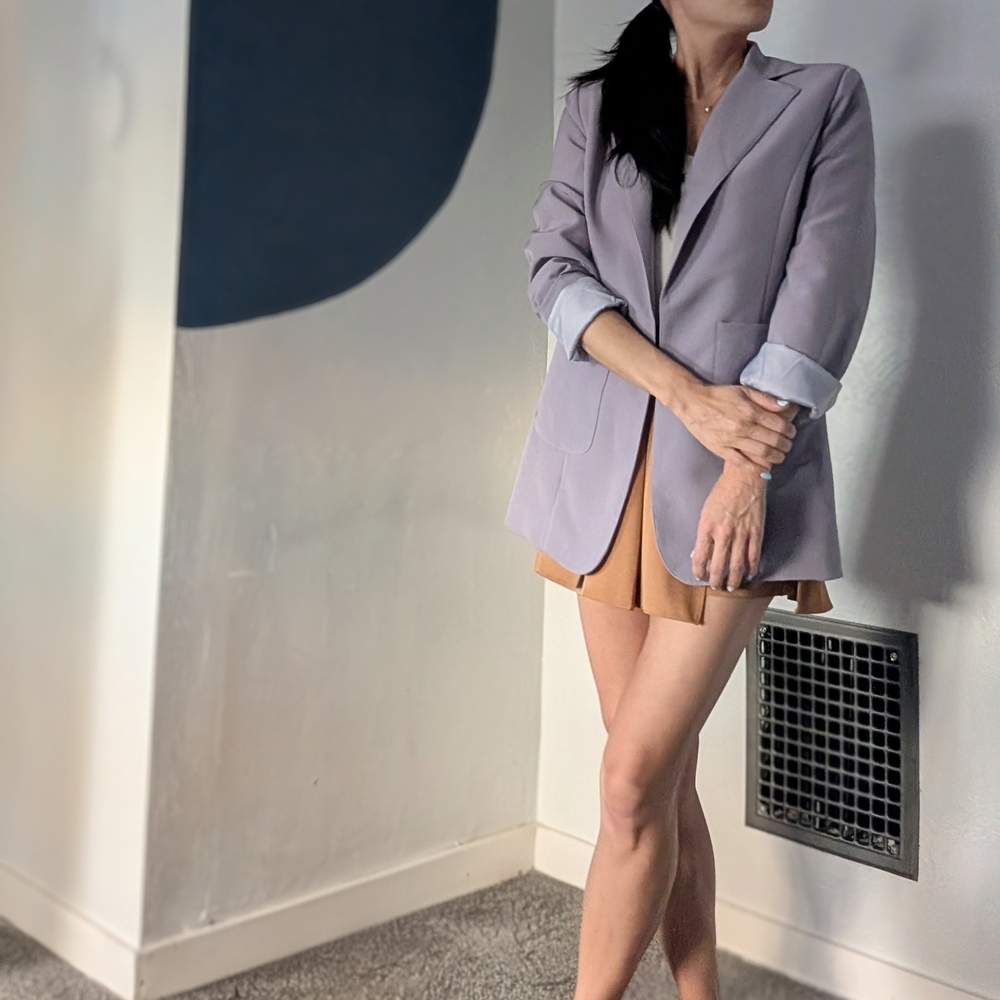 Pastel Purple Open-Front Blazer Jacket for Women